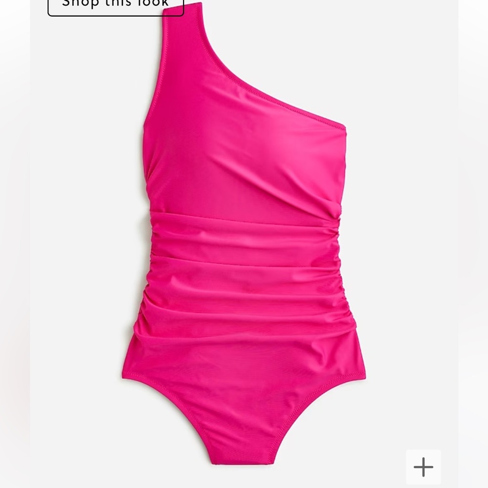 J Crew One Shoulder Ruched Swimsuit. Pink / Fuschia. NWT.